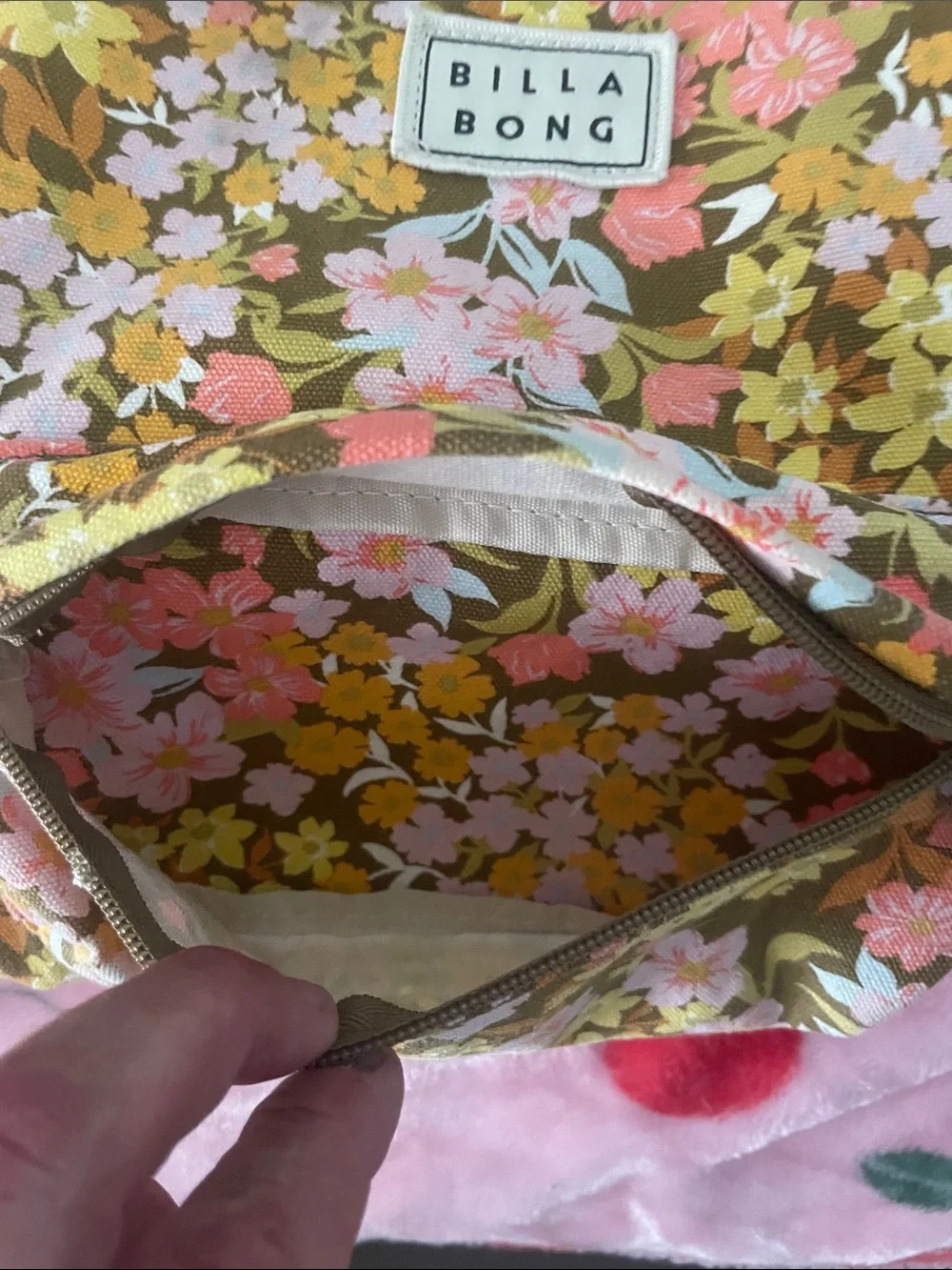 Billabong Floral  Backpack - Brown, Pink & Yellow